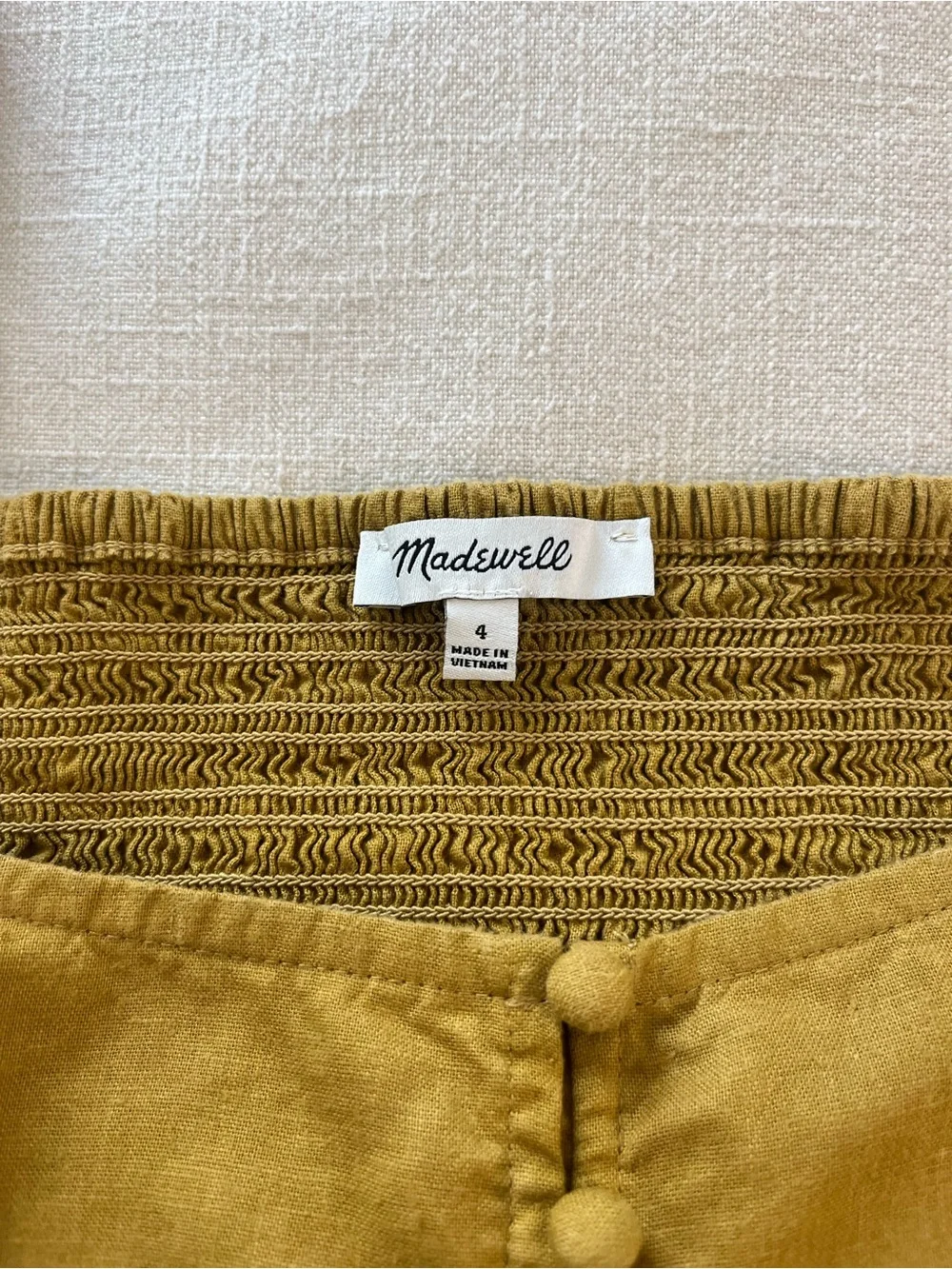 Madewell Gold Square Neck Blouse with Puff Sleeves - Size 4/fits like 6